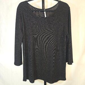 Plus Black  and Color Sparkling Long Sleeve Blouse